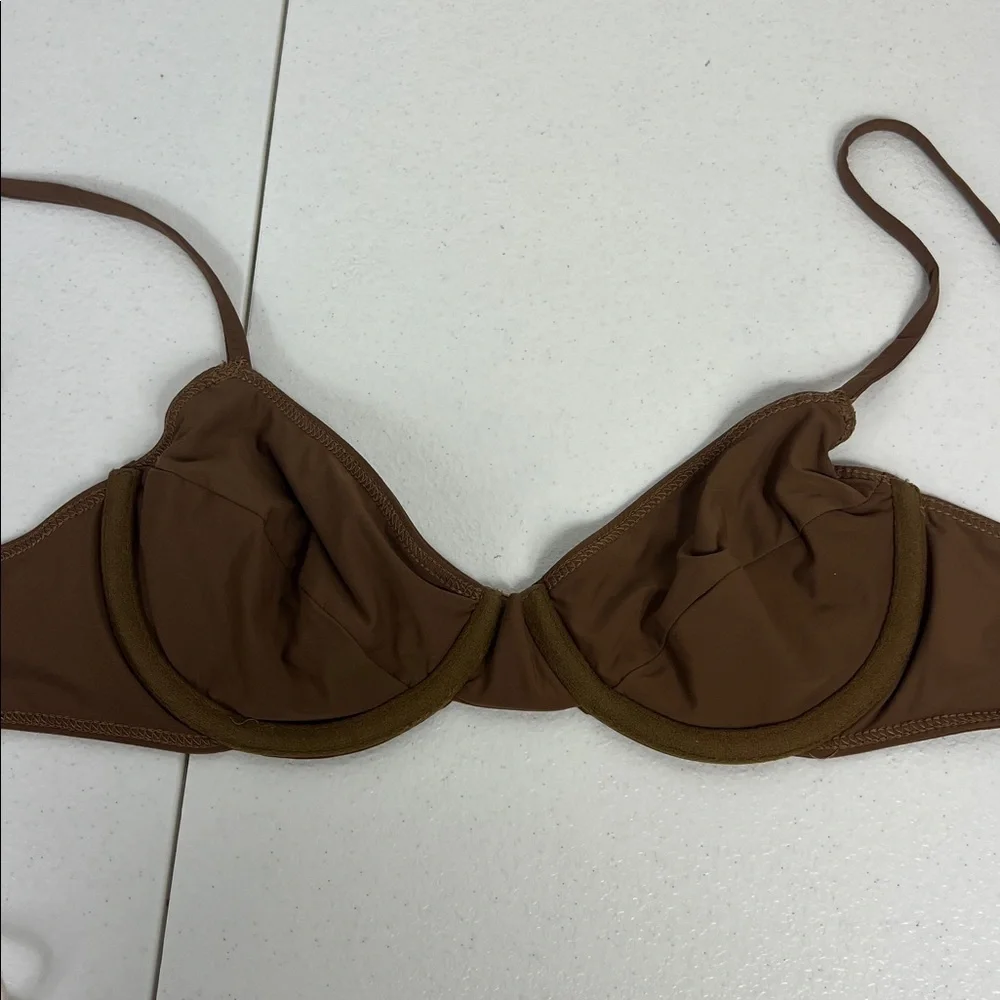 Riot Swim Sz XS Jax Bikini Top Brown Sugar NWT